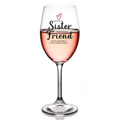 Personalised Sister Wine Glass Gift For Her With Love Heart Any Occasion