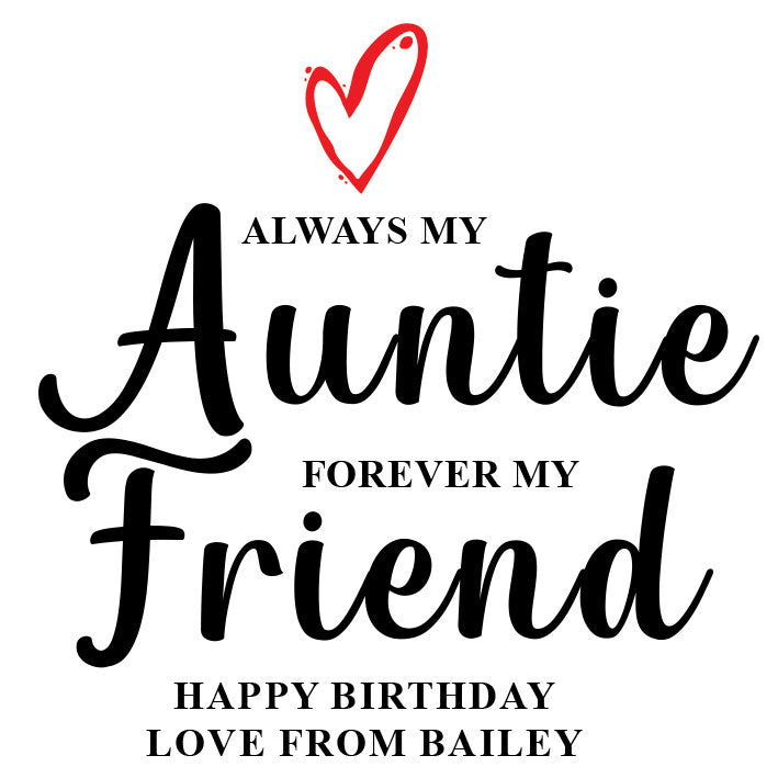 Personalised Auntie Wine Glass Gift For Her With Love Heart Any Occasion