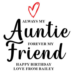 Personalised Auntie Wine Glass Gift For Her With Love Heart Any Occasion