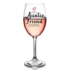 Personalised Auntie Wine Glass Gift For Her With Love Heart Any Occasion