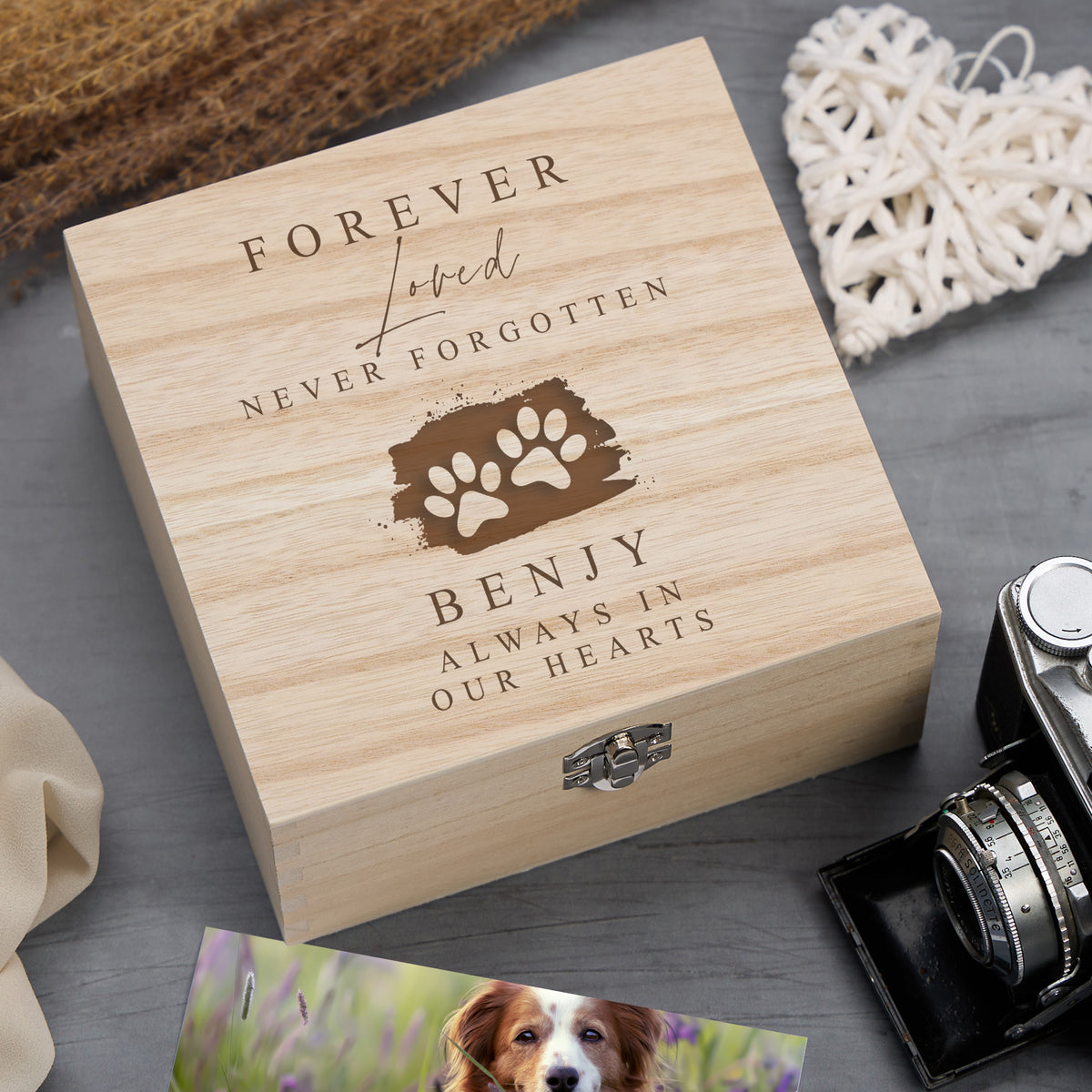 Personalised Engraved Pet Loss Memorial Keepsake Box Forever Loved