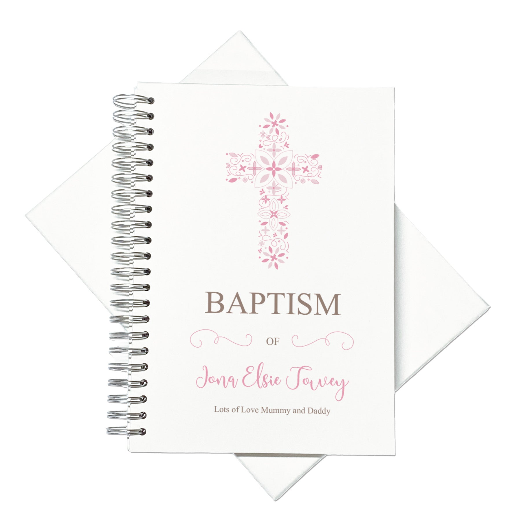 Large Baptism Photo Album Scrapbook Guest Book Boxed With Pink Cross