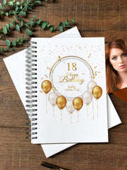 Large A4 Any Age Birthday Photo Album Scrapbook Boxed Gift With Gold Balloons