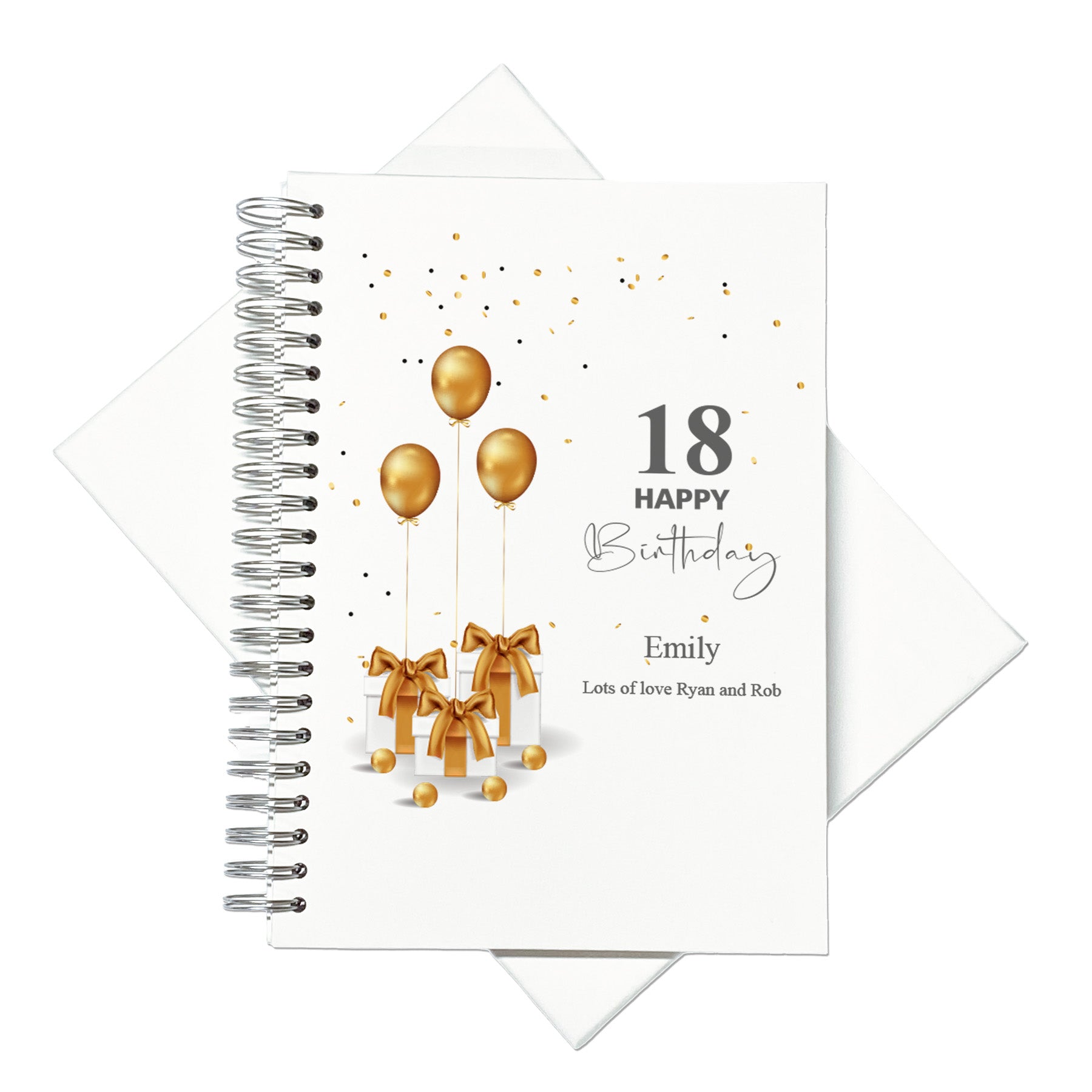 Large A4 Any Age Birthday Photo Album Scrapbook Boxed Gift With Gold Presents