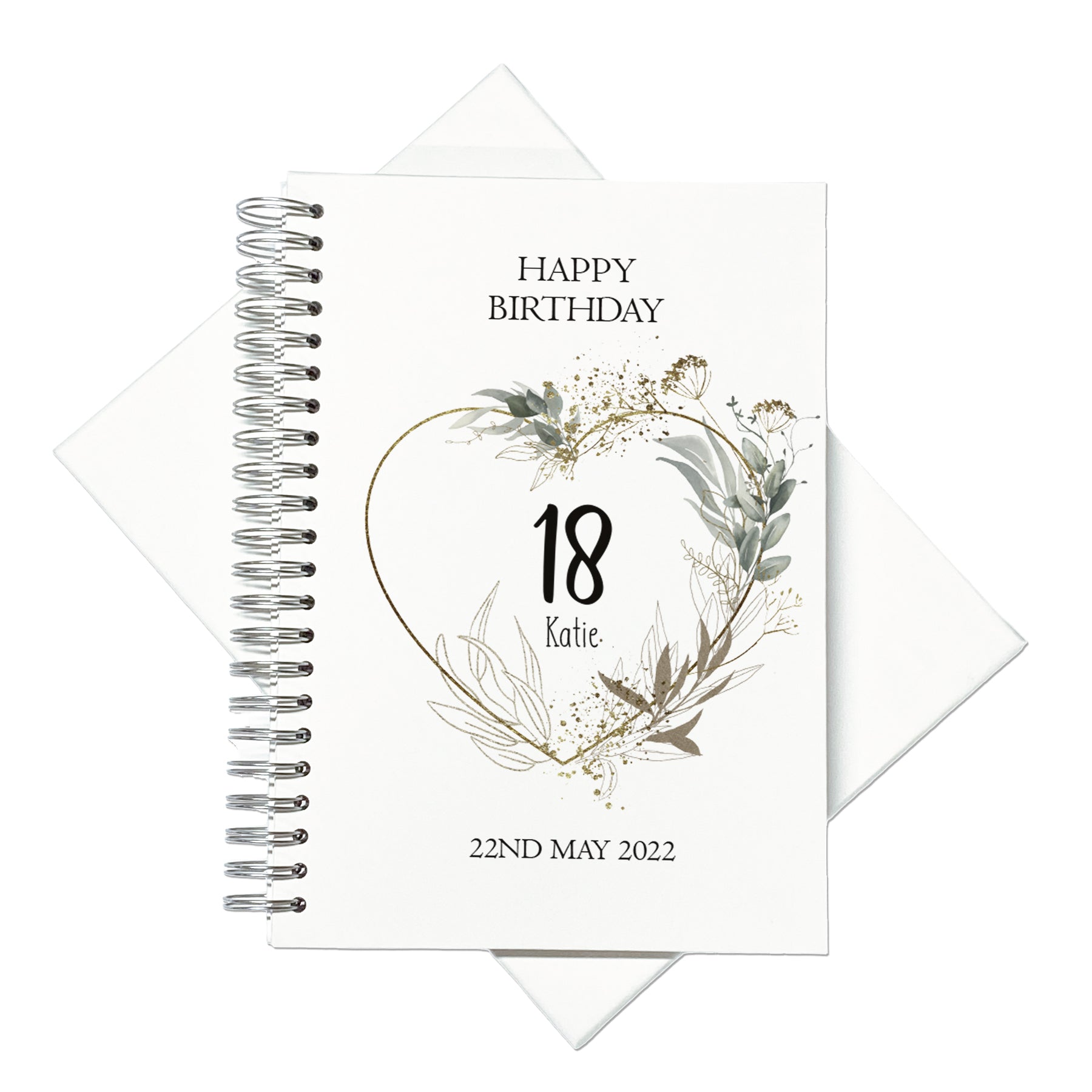 Large A4 Birthday Album Scrapbook Guest Book Boxed Silver Green Leaf Heart Any Age 18th 21st 30th 40th 50th 60th 70th