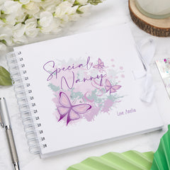 Personalised Special Nanny Pink & Purple Butterfly Gift Scrapbook Photo Album
