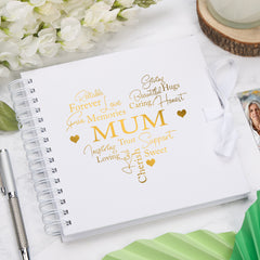 Mum White Scrapbook Guest Book Or Photo Album with Gold Script