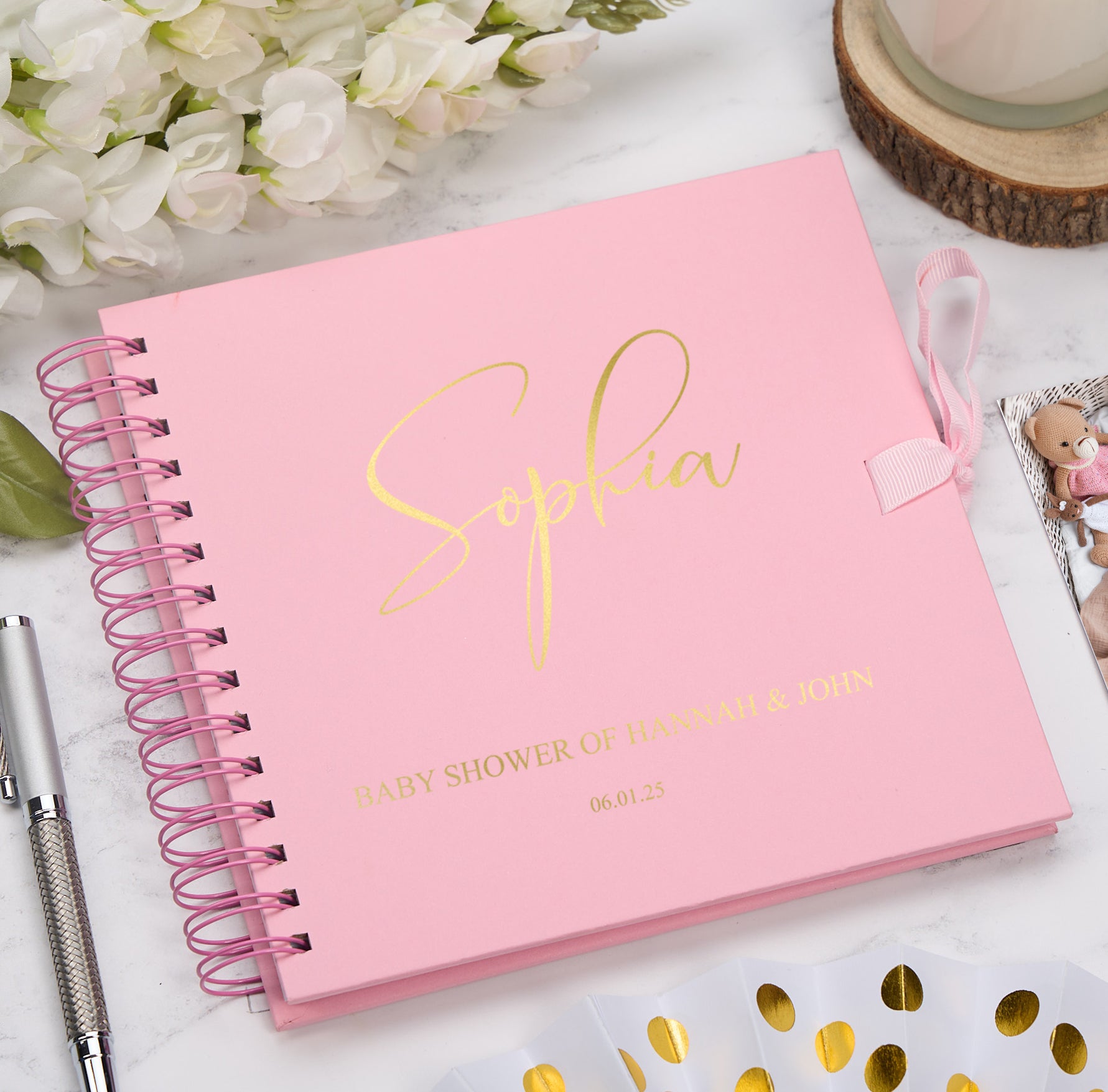 Persoanlised Baby Shower Guest Book With Color Choices Available