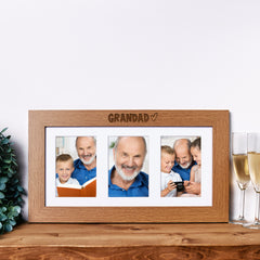 Grandad Wooden Triple Photo Picture Frame 6 x 4