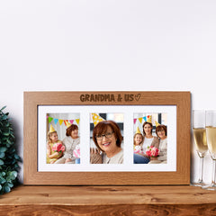 Grandma and Us Wooden Triple Photo Picture Frame 6 x 4