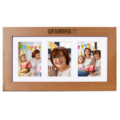 Grandma Wooden Triple Photo Picture Frame 6 x 4