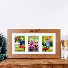 Sister Wooden Triple Photo Picture Frame 6 x 4