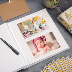 Personalised First Year of Adventures Self-Adhesive Linen Photo Album Baby Memory Book Linen Photo Album ukgiftstoreonline