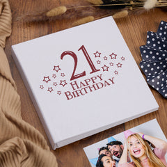 Large Book Bound 21st Birthday Gift For Her Or Him With Star Design Photo Album