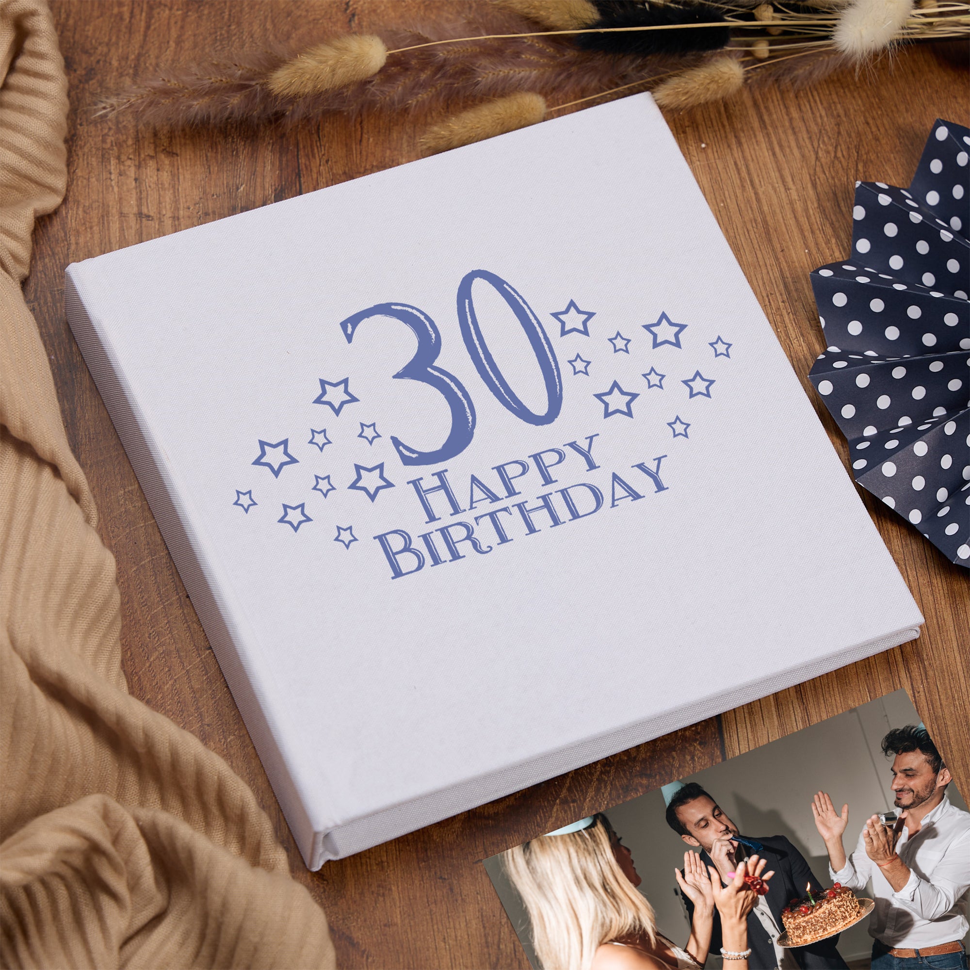 Large Book Bound 30th Birthday Gift For Her Or Him With Star Design Photo Album