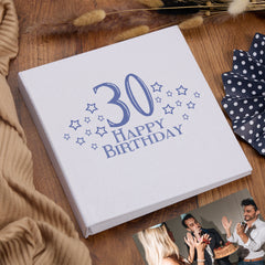 Large Book Bound 30th Birthday Gift For Her Or Him With Star Design Photo Album