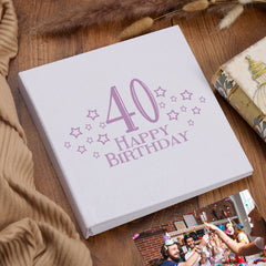 Large Book Bound 40th Birthday Gift For Her Or Him With Star Design Photo Album