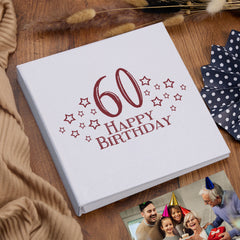 Large Book Bound 60th Birthday Gift For Her Or Him With Star Design Photo Album