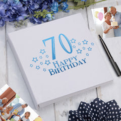 Large Book Bound 70th Birthday Gift For Her Or Him With Star Design Photo Album
