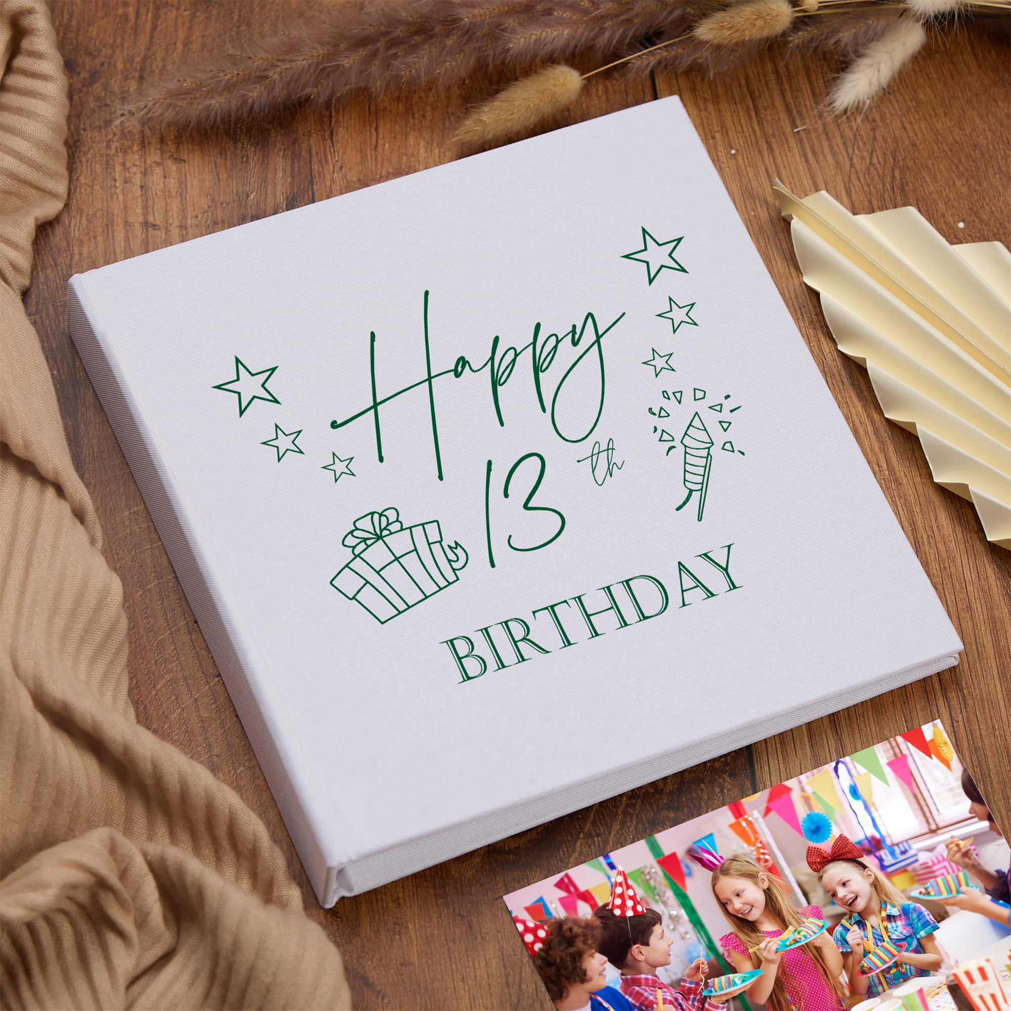 Large Book Bound 13th Birthday Gift For Her Or Him With Present Design Photo Album