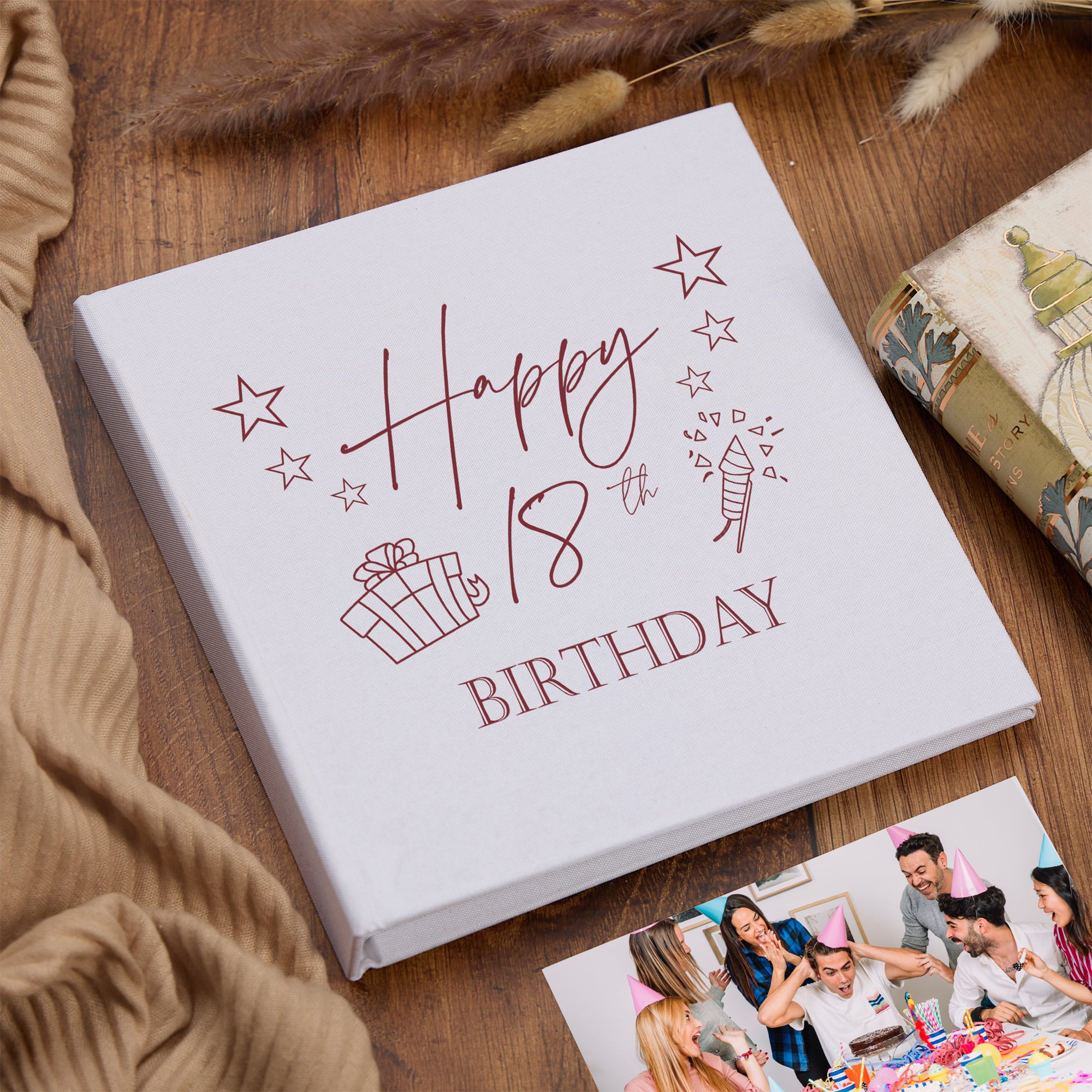Large Book Bound 18th Birthday Gift For Her Or Him With Present Design Photo Album