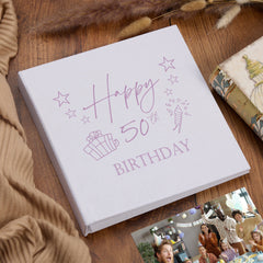 Large Book Bound 50th Birthday Gift For Her Or Him With Present Design Photo Album
