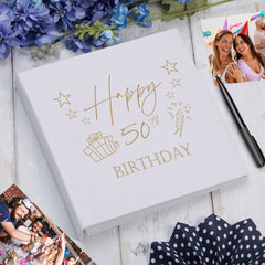 Large Book Bound 50th Birthday Gift For Her Or Him With Present Design Photo Album