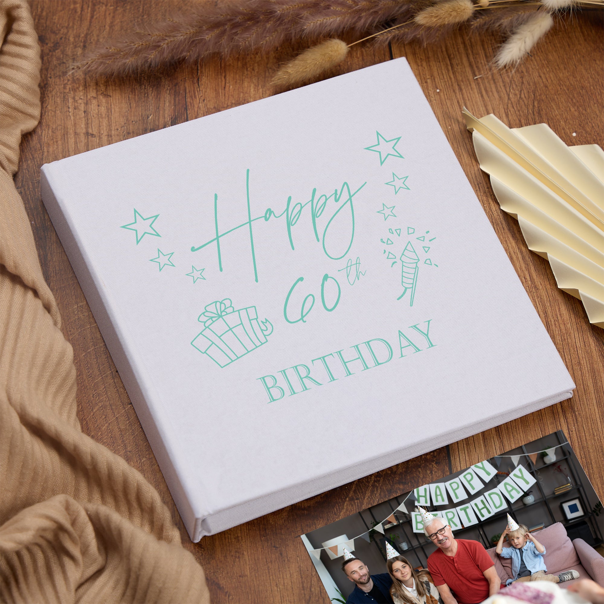 Large Book Bound 60th Birthday Gift For Her Or Him With Present Design Photo Album