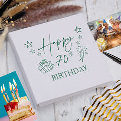 Large Book Bound 70th Birthday Gift For Her Or Him With Present Design Photo Album