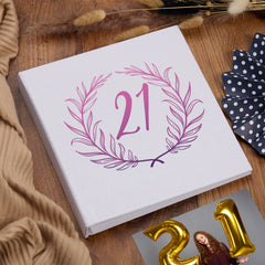 Large Book Bound 21st Birthday Gift For Her Or Him With Laurel Wreath Photo Album