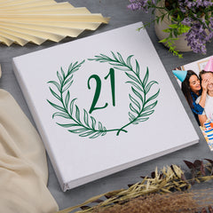Large Book Bound 21st Birthday Gift For Her Or Him With Laurel Wreath Photo Album