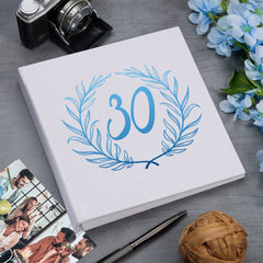 Large Book Bound 30th Birthday Gift For Her Or Him With Laurel Wreath Photo Album