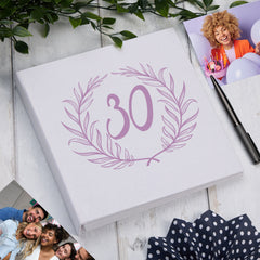 Large Book Bound 30th Birthday Gift For Her Or Him With Laurel Wreath Photo Album