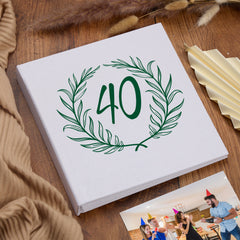 Large Book Bound 40th Birthday Gift For Her Or Him With Laurel Wreath Photo Album