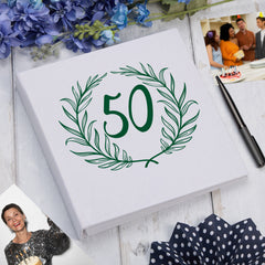 Large Book Bound 50th Birthday Gift For Her Or Him With Laurel Wreath Photo Album