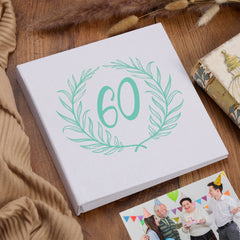 Large Book Bound 60th Birthday Gift For Her Or Him With Laurel Wreath Photo Album