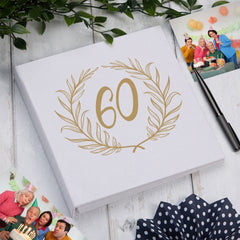 Large Book Bound 60th Birthday Gift For Her Or Him With Laurel Wreath Photo Album