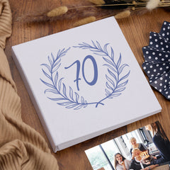 Large Book Bound 70th Birthday Gift For Her Or Him With Laurel Wreath Photo Album