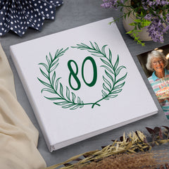 Large Book Bound 80th Birthday Gift For Her Or Him With Laurel Wreath Photo Album
