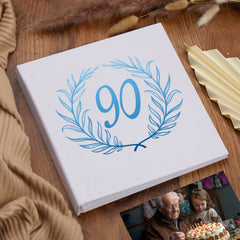 Large Book Bound 90th Birthday Gift For Her Or Him With Laurel Wreath Photo Album