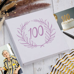 Large Book Bound 100th Birthday Gift For Her Or Him With Laurel Wreath Photo Album