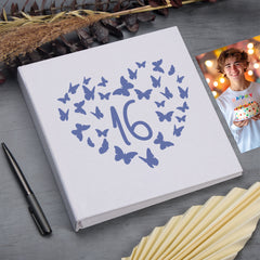 Large Book Bound 16th Birthday Gift For Her Or Him With Butterflies Photo Album
