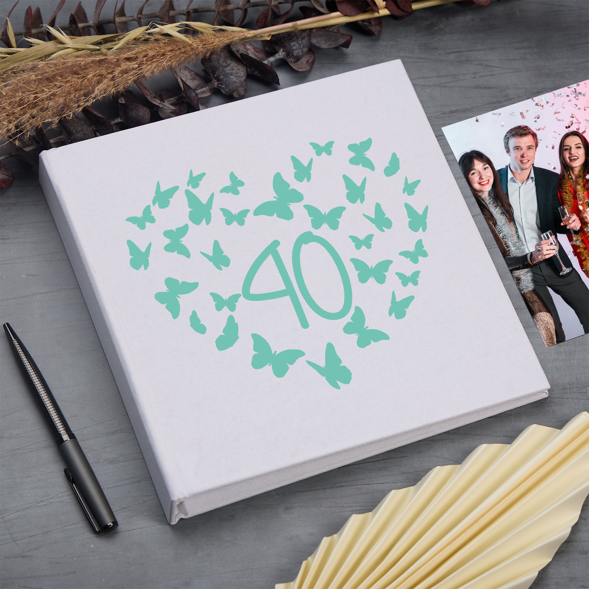 Large Book Bound 40th Birthday Gift For Her Or Him With Butterflies Photo Album