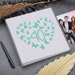Large Book Bound 40th Birthday Gift For Her Or Him With Butterflies Photo Album
