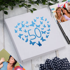 Large Book Bound 50th Birthday Gift For Her Or Him With Butterflies Photo Album