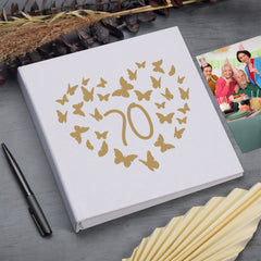 Large Book Bound 70th Birthday Gift For Her Or Him With Butterflies Photo Album