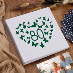 Large Book Bound 80th Birthday Gift For Her Or Him With Butterflies Photo Album