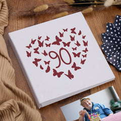 Large Book Bound 90th Birthday Gift For Her Or Him With Butterflies Photo Album