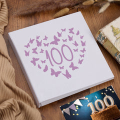 Large Book Bound 100th Birthday Gift For Her Or Him With Butterflies Photo Album