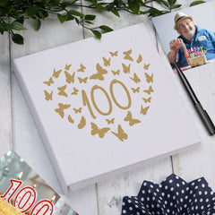 Large Book Bound 100th Birthday Gift For Her Or Him With Butterflies Photo Album